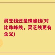 灵芝线还是珠峰线(对比珠峰线，灵芝线更有含义)