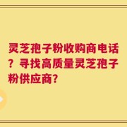 灵芝孢子粉收购商电话？寻找高质量灵芝孢子粉供应商？