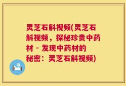 灵芝石斛视频(灵芝石斛视频，探秘珍贵中药材 - 发现中药材的秘密：灵芝石斛视频)