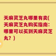 天麻灵芝丸哪里有卖(天麻灵芝丸购买指南：哪里可以买到天麻灵芝丸？)
