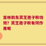 吉林敖东灵芝孢子粉功效？灵芝孢子粉有何作用呢