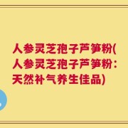 人参灵芝孢子芦笋粉(人参灵芝孢子芦笋粉：天然补气养生佳品)
