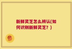 新鲜灵芝怎么辨认(如何识别新鲜灵芝？)