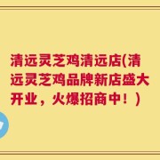 清远灵芝鸡清远店(清远灵芝鸡品牌新店盛大开业，火爆招商中！)