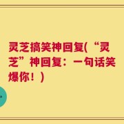 灵芝搞笑神回复(“灵芝”神回复：一句话笑爆你！)