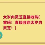 太岁肉灵芝直接收购(重磅！直接收购太岁肉灵芝！)