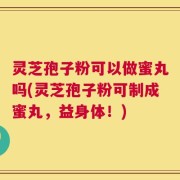 灵芝孢子粉可以做蜜丸吗(灵芝孢子粉可制成蜜丸，益身体！)
