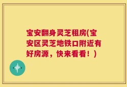 宝安翻身灵芝租房(宝安区灵芝地铁口附近有好房源，快来看看！)