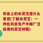 农业上的木灵芝是什么意思(了解木灵芝：一种在农业生产中被广泛应用的灵芝种类)