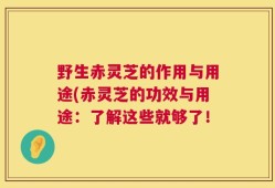 野生赤灵芝的作用与用途(赤灵芝的功效与用途：了解这些就够了！