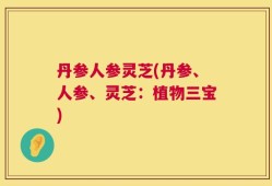 丹参人参灵芝(丹参、人参、灵芝：植物三宝)