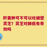 肝囊肿可不可以吃破壁灵芝？灵芝对肺癌有奇效吗
