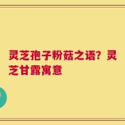 灵芝孢子粉菇之语？灵芝甘露寓意
