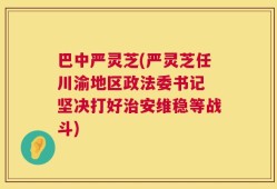巴中严灵芝(严灵芝任川渝地区政法委书记 坚决打好治安维稳等战斗)
