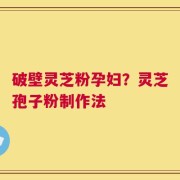 破壁灵芝粉孕妇？灵芝孢子粉制作法