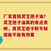 厂家直销灵芝孢子油？灵芝孢子油真的有点贵啊，用灵芝孢子粉不知道能不能有效果