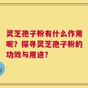 灵芝孢子粉有什么作用呢？探寻灵芝孢子粉的功效与用途？