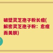 破壁灵芝孢子粉长痘(解密灵芝孢子粉：愈痘而美肤)