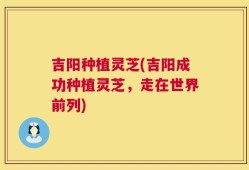 吉阳种植灵芝(吉阳成功种植灵芝，走在世界前列)