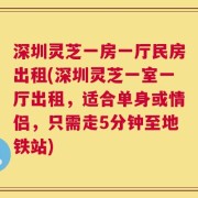 深圳灵芝一房一厅民房出租(深圳灵芝一室一厅出租，适合单身或情侣，只需走5分钟至地铁站)