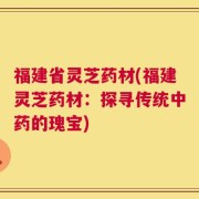 福建省灵芝药材(福建灵芝药材：探寻传统中药的瑰宝)