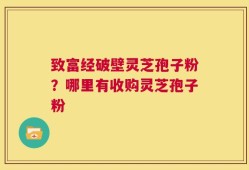 致富经破壁灵芝孢子粉？哪里有收购灵芝孢子粉