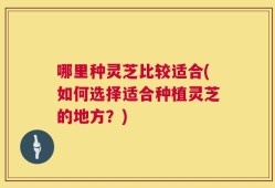 哪里种灵芝比较适合(如何选择适合种植灵芝的地方？)