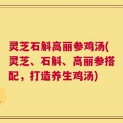 灵芝石斛高丽参鸡汤(灵芝、石斛、高丽参搭配，打造养生鸡汤)