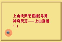 上山找灵芝直播(寻觅神奇灵芝——上山直播！)