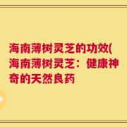 海南薄树灵芝的功效(海南薄树灵芝：健康神奇的天然良药