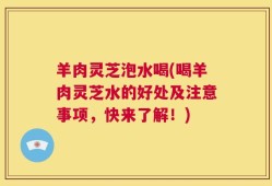 羊肉灵芝泡水喝(喝羊肉灵芝水的好处及注意事项，快来了解！)
