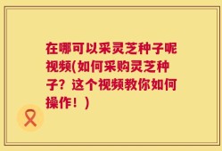 在哪可以采灵芝种子呢视频(如何采购灵芝种子？这个视频教你如何操作！)