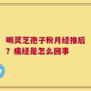 喝灵芝孢子粉月经推后？痛经是怎么回事
