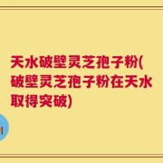 天水破壁灵芝孢子粉(破壁灵芝孢子粉在天水取得突破)