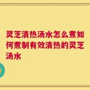 灵芝清热汤水怎么煮如何煮制有效清热的灵芝汤水