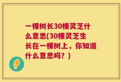 一棵树长30棵灵芝什么意思(30棵灵芝生长在一棵树上，你知道什么意思吗？)