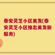 泰安灵芝小区美发(泰安灵芝小区推出美发新服务)