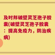 及时邦破壁灵芝孢子胶囊(破壁灵芝孢子胶囊：提高免疫力，防治疾病)