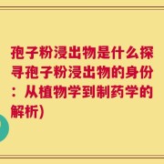 孢子粉浸出物是什么探寻孢子粉浸出物的身份：从植物学到制药学的解析)