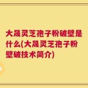 大晟灵芝孢子粉破壁是什么(大晟灵芝孢子粉壁破技术简介)