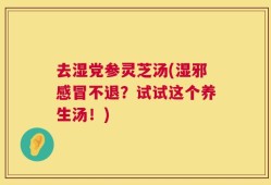 去湿党参灵芝汤(湿邪感冒不退？试试这个养生汤！)