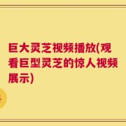 巨大灵芝视频播放(观看巨型灵芝的惊人视频展示)
