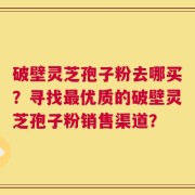 破壁灵芝孢子粉去哪买？寻找最优质的破壁灵芝孢子粉销售渠道？
