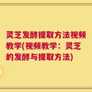 灵芝发酵提取方法视频教学(视频教学：灵芝的发酵与提取方法)