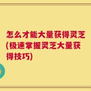 怎么才能大量获得灵芝(极速掌握灵芝大量获得技巧)