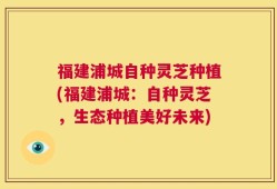 福建浦城自种灵芝种植(福建浦城：自种灵芝，生态种植美好未来)