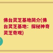 佛台灵芝基地简介(佛台灵芝基地：探秘神奇灵芝奇观)