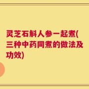 灵芝石斛人参一起煮(三种中药同煮的做法及功效)
