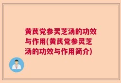 黄芪党参灵芝汤的功效与作用(黄芪党参灵芝汤的功效与作用简介)