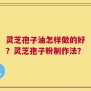 灵芝孢子油怎样做的好？灵芝孢子粉制作法？